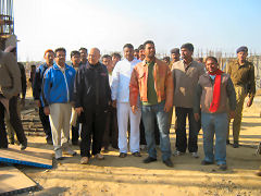 M S Dhoni at the construction site of JSCA Stadium at Ranchi